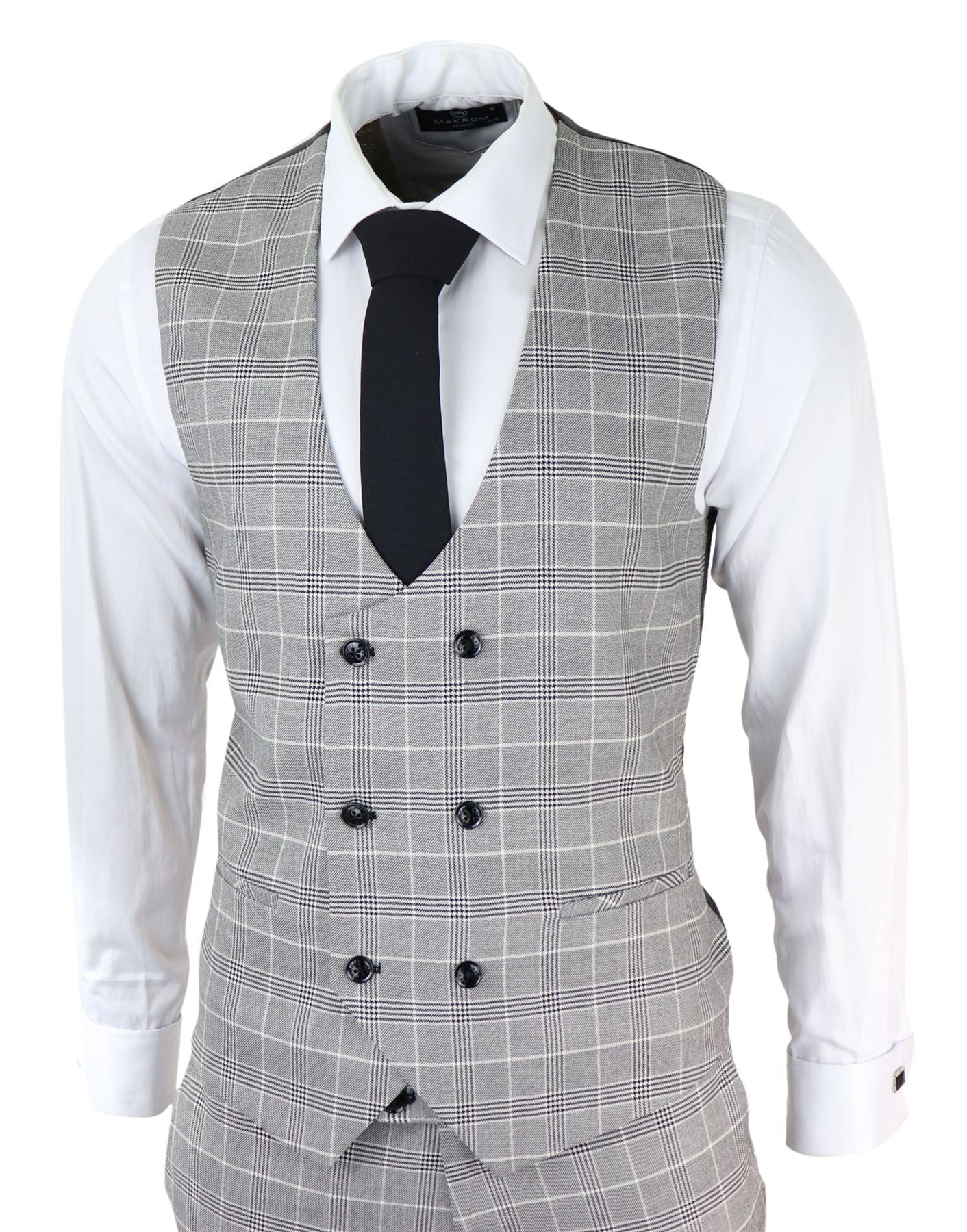 Ανδρικό γκρι ολόσωμο Marc Darcy Prince Of Wales με καρό φόρεμα Ross Office Wedding σε στενή γραμμή, κλασικό