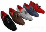 Ανδρικά σουέτ μοκασίνια με slip-on σχέδιο φούντας από δέρμα, smart casual