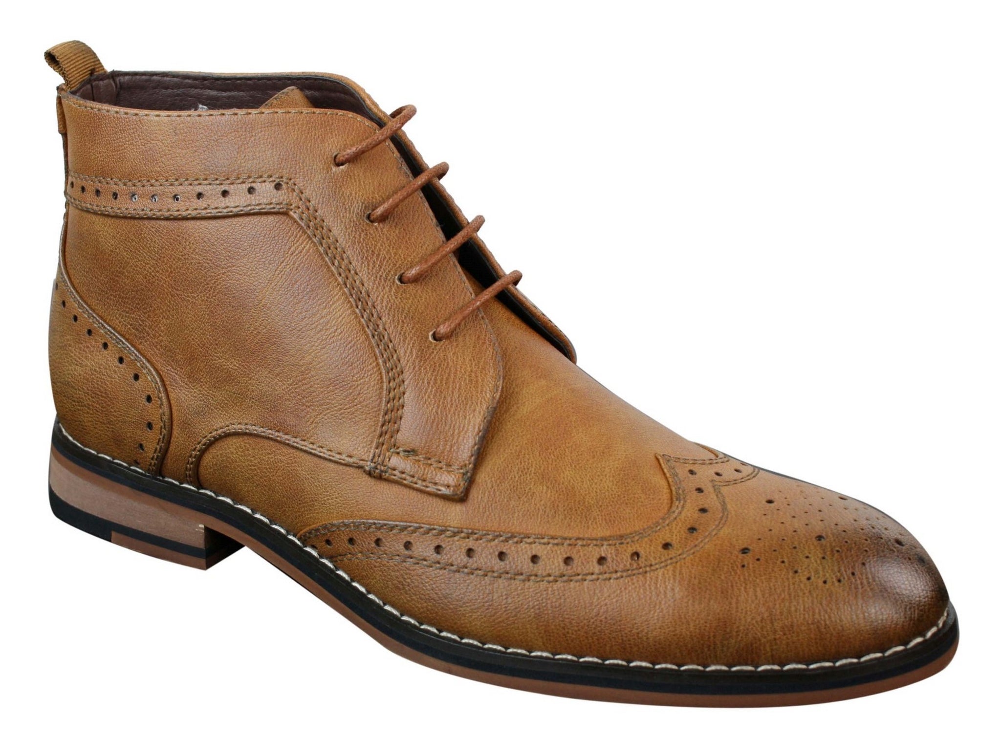 Ανδρικές μπότες slip-on με κορδόνια, καφέ, στρατιωτικές, μπλούζες, κομψές, casual, δερμάτινες, με επένδυση