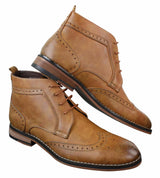 Ανδρικές μπότες slip-on με κορδόνια, καφέ, στρατιωτικές, μπλούζες, κομψές, casual, δερμάτινες, με επένδυση