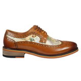 Scott - Ανδρικά Καφέ Δερμάτινα Παπούτσια Brogue με Εμβληματικό Στάμπα