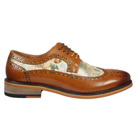 Scott - Ανδρικά Καφέ Δερμάτινα Παπούτσια Brogue με Εμβληματικό Στάμπα