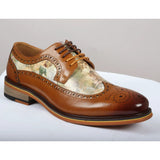 Scott - Ανδρικά Καφέ Δερμάτινα Παπούτσια Brogue με Εμβληματικό Στάμπα