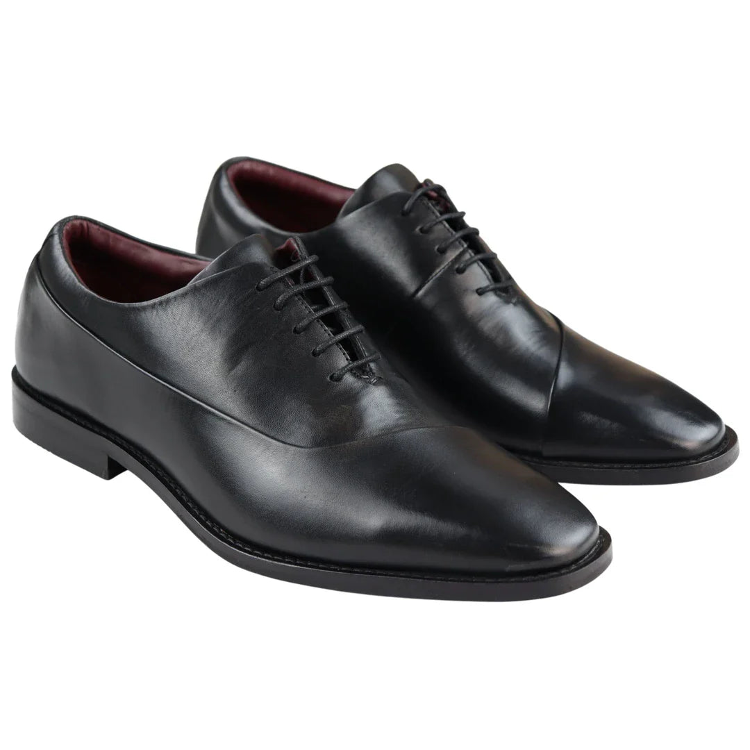 Ανδρικά Παπούτσια Derby με Δερμάτινα Κορδόνια Smart Formal Classic Μαύρο