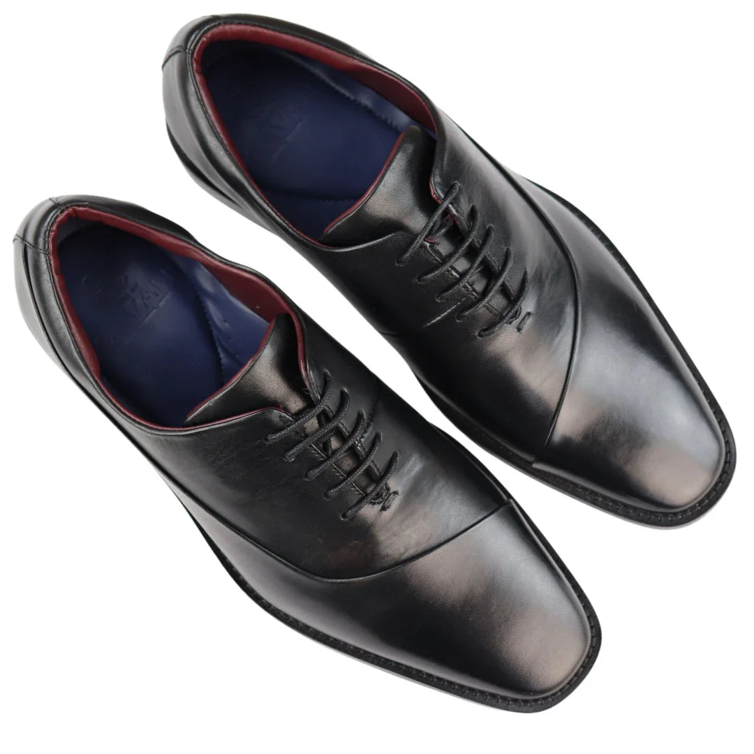 Ανδρικά Παπούτσια Derby με Δερμάτινα Κορδόνια Smart Formal Classic Μαύρο