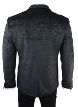 Ανδρικό κοστούμι Marc Darcy Velvet Paisley σε μαύρο χρώμα με 3 κομμάτια και σμόκιν, νυφικό μπουφάν
