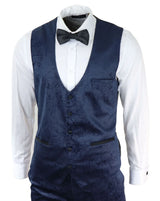 Ανδρικό κοστούμι Marc Darcy Velvet Paisley Blue Fit 3 τεμαχίων με σμόκιν και μπουφάν γάμου