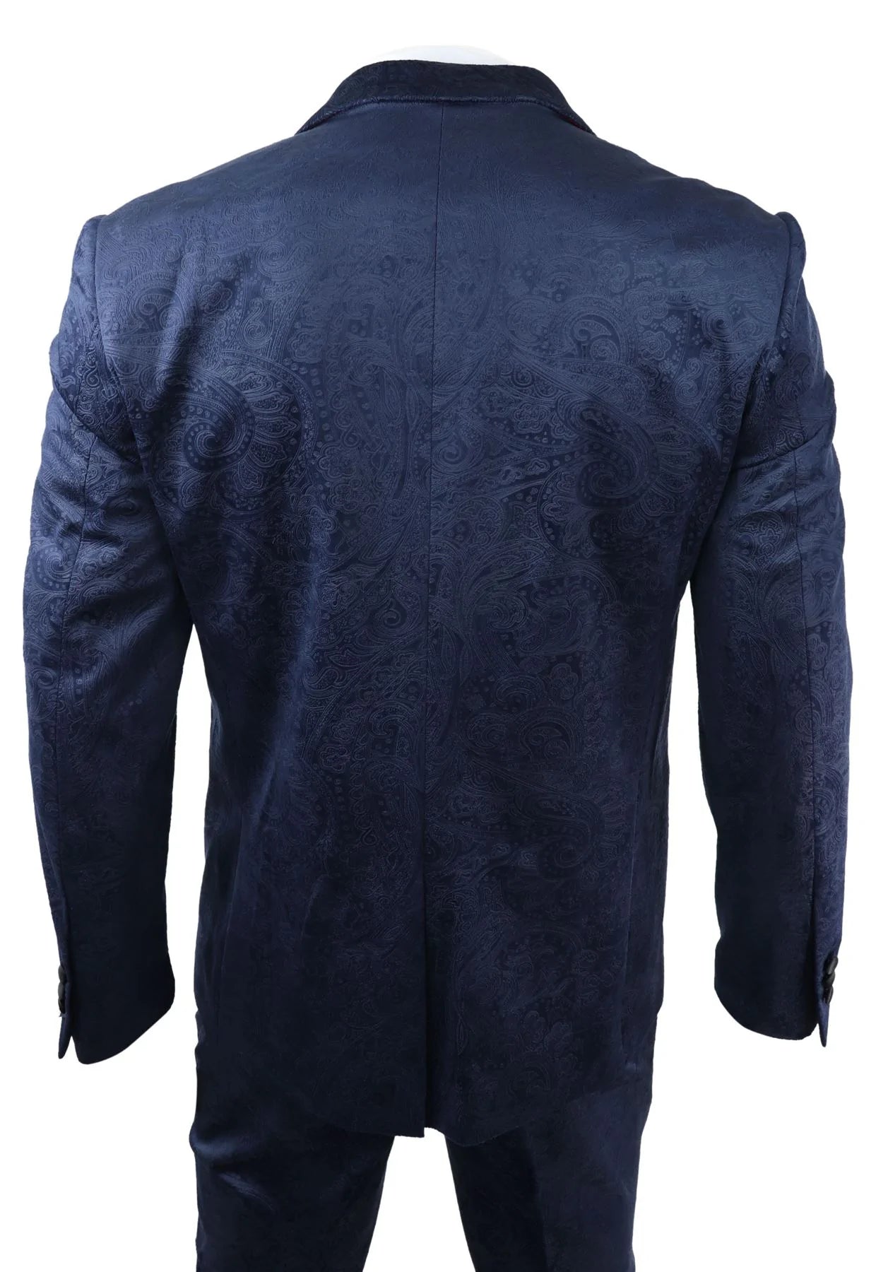 Ανδρικό κοστούμι Marc Darcy Velvet Paisley Blue Fit 3 τεμαχίων με σμόκιν και μπουφάν γάμου