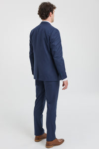 Ανδρικό κοστούμι 3 τεμαχίων με ρίγες σε μπλε-ναυτικό χρώμα