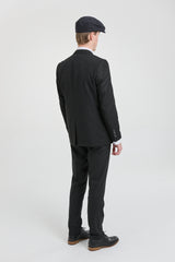 Ανδρικό μαύρο κοστούμι 3 τεμαχίων με ρίγες