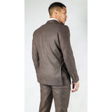 STZ92 - Ανδρικό Καφέ Σταυρωτό Κοστούμι 2 Τεμαχίων