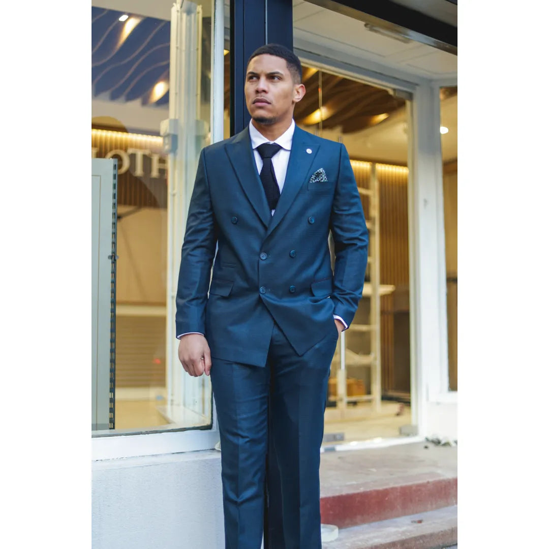 STZ93 - Ανδρικό Πράσινο Σταυρωτό Κοστούμι 2 Τεμαχίων