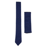 Σετ μαντηλιών ανδρικού χεριού από τουίντ με μπλε γραβάτα, κλασικό βρετανικό μάλλινο ψαροκόκαλο