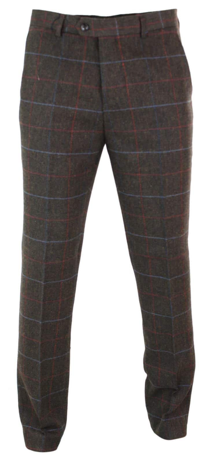 Cavani Tommy - Ανδρικό Κλασικό Vintage Παντελόνι με Καρό Tweed και Ψαροκόκκαλο