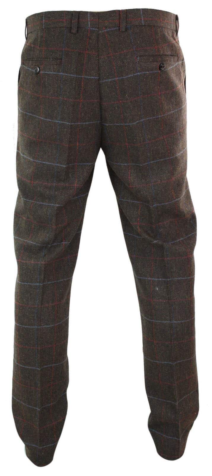 Cavani Tommy - Ανδρικό Κλασικό Vintage Παντελόνι με Καρό Tweed και Ψαροκόκκαλο
