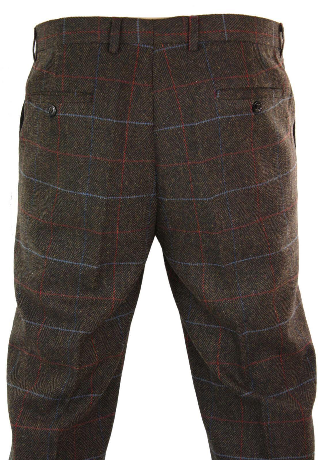 Cavani Tommy - Ανδρικό Κλασικό Vintage Παντελόνι με Καρό Tweed και Ψαροκόκκαλο