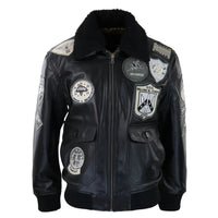 Ανδρικό μπουφάν Topgun Maverick, μαύρο, γκρι, με στάμπα Pilot Bomber US Badges, μαύρη γούνα Tom Cat
