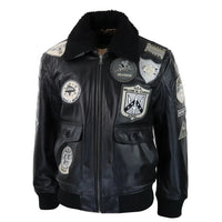 Ανδρικό μπουφάν Topgun Maverick, μαύρο, γκρι, με στάμπα Pilot Bomber US Badges, μαύρη γούνα Tom Cat