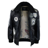 Ανδρικό μπουφάν Topgun Maverick, μαύρο, γκρι, με στάμπα Pilot Bomber US Badges, μαύρη γούνα Tom Cat