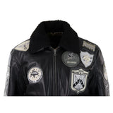 Ανδρικό μπουφάν Topgun Maverick, μαύρο, γκρι, με στάμπα Pilot Bomber US Badges, μαύρη γούνα Tom Cat