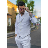 TP-11 - Ανδρικό καλοκαιρινό κοστούμι Γιλέκο Παντελόνι Λινό Επίσημο Ανοιχτό γκρι Γάμου