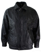 Ανδρικό Classic Bomber Μαύρο Δερμάτινο Μπουφάν Nubuck Πλυμένο Καφέ - Μαύρο