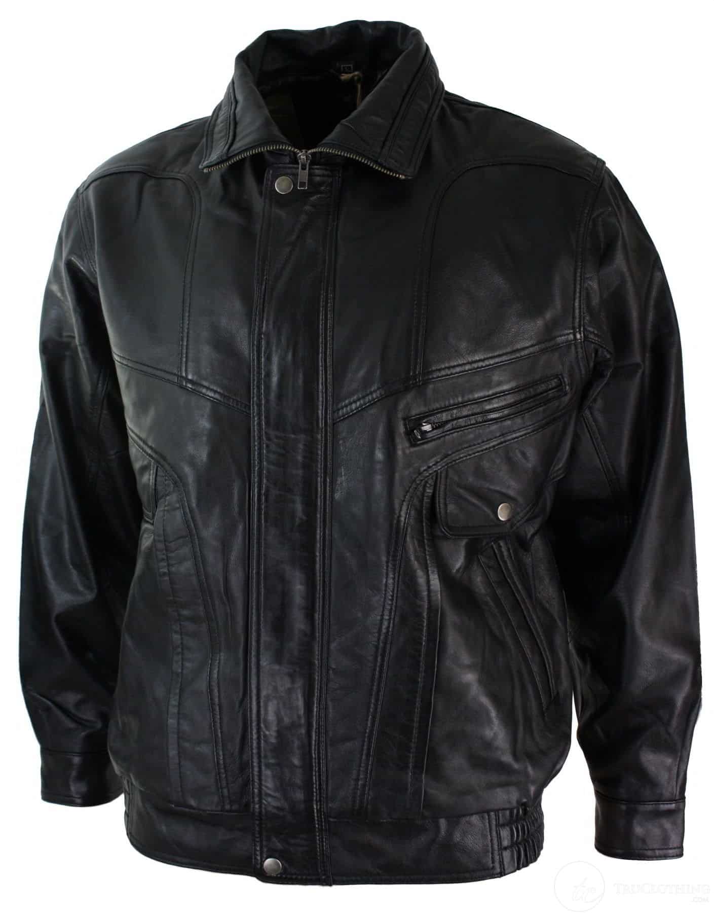 Ανδρικό Classic Bomber Μαύρο Δερμάτινο Μπουφάν Nubuck Πλυμένο Καφέ - Μαύρο