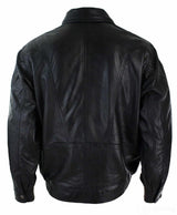 Ανδρικό Classic Bomber Μαύρο Δερμάτινο Μπουφάν Nubuck Πλυμένο Καφέ - Μαύρο