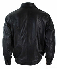 Ανδρικό Classic Bomber Μαύρο Δερμάτινο Μπουφάν Nubuck Πλυμένο Καφέ - Μαύρο