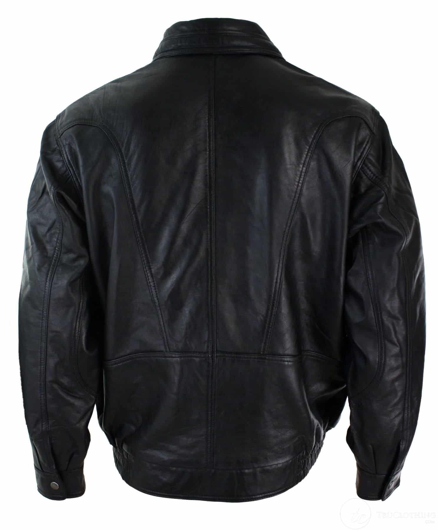 Ανδρικό Classic Bomber Μαύρο Δερμάτινο Μπουφάν Nubuck Πλυμένο Καφέ - Μαύρο
