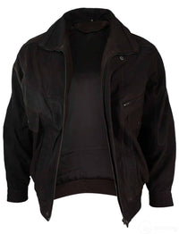 Ανδρικό κλασικό μπουφάν Bomber μαύρο Nubuck πλυμένο καφέ από γνήσιο δέρμα - καφέ