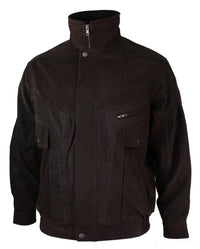 Ανδρικό κλασικό μπουφάν Bomber μαύρο Nubuck πλυμένο καφέ από γνήσιο δέρμα - καφέ