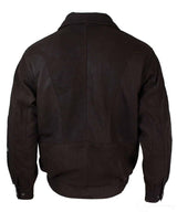 Ανδρικό κλασικό μπουφάν Bomber μαύρο Nubuck πλυμένο καφέ από γνήσιο δέρμα - καφέ