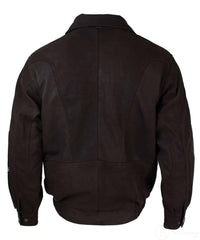Ανδρικό κλασικό μπουφάν Bomber μαύρο Nubuck πλυμένο καφέ από γνήσιο δέρμα - καφέ
