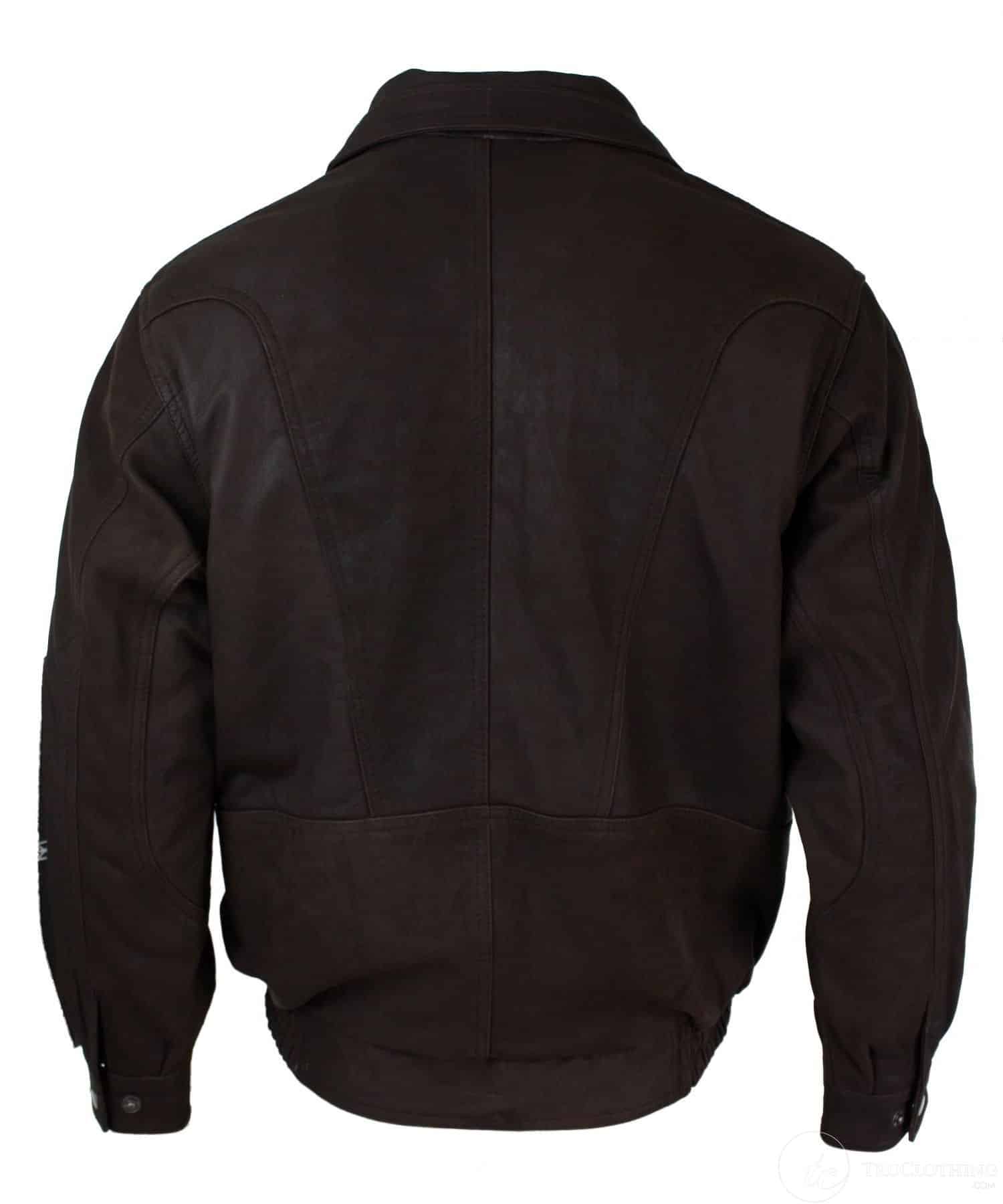Ανδρικό κλασικό μπουφάν Bomber μαύρο Nubuck πλυμένο καφέ από γνήσιο δέρμα - καφέ