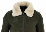 Ανδρικό μπουφάν Varsity Bomber από γνήσιο σουέτ με αφαιρούμενο γιακά - Λαδί