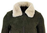 Ανδρικό μπουφάν Varsity Bomber από γνήσιο σουέτ με αφαιρούμενο γιακά - Λαδί