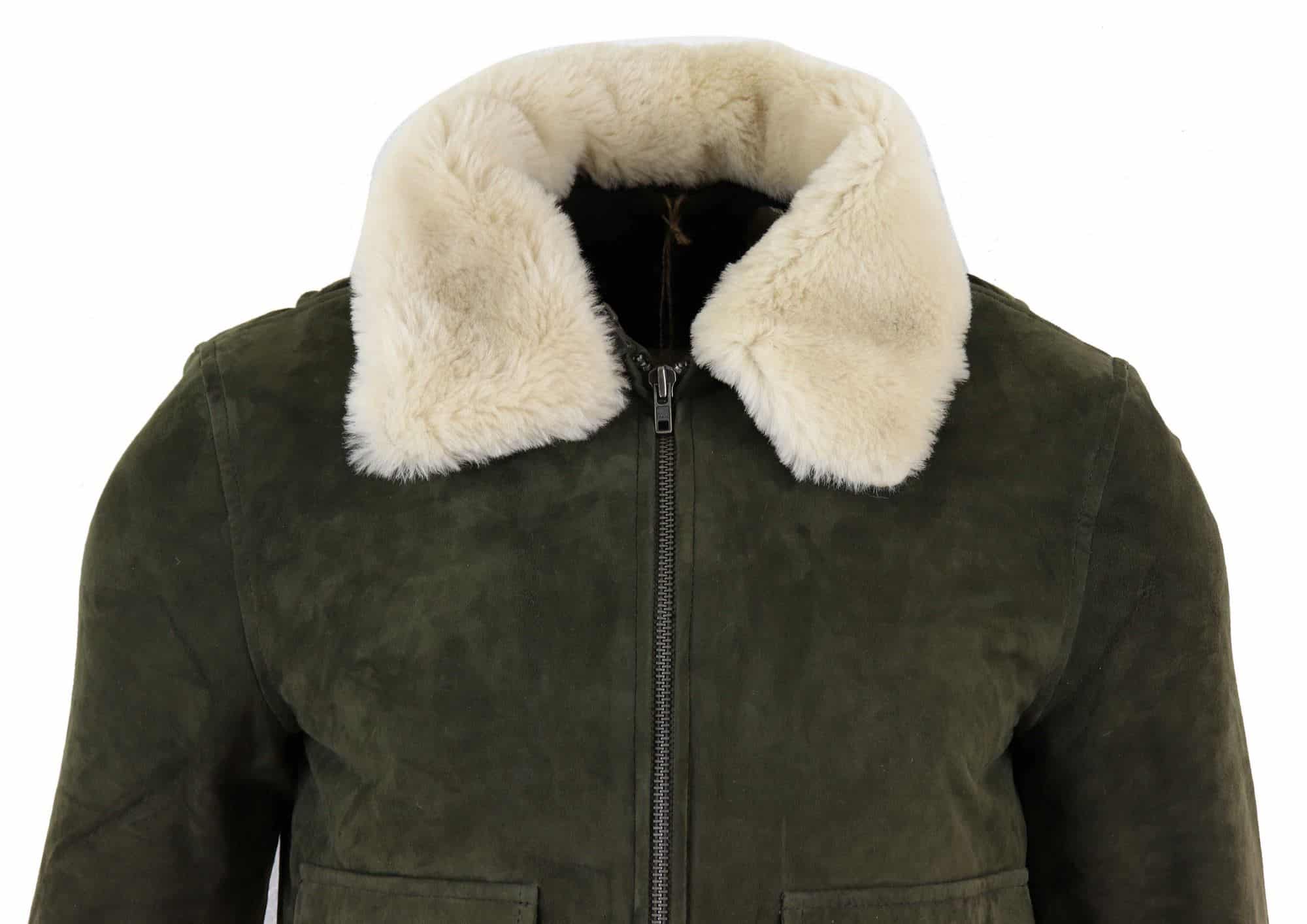 Ανδρικό μπουφάν Varsity Bomber από γνήσιο σουέτ με αφαιρούμενο γιακά - Λαδί