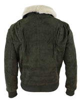 Ανδρικό μπουφάν Varsity Bomber από γνήσιο σουέτ με αφαιρούμενο γιακά - Λαδί