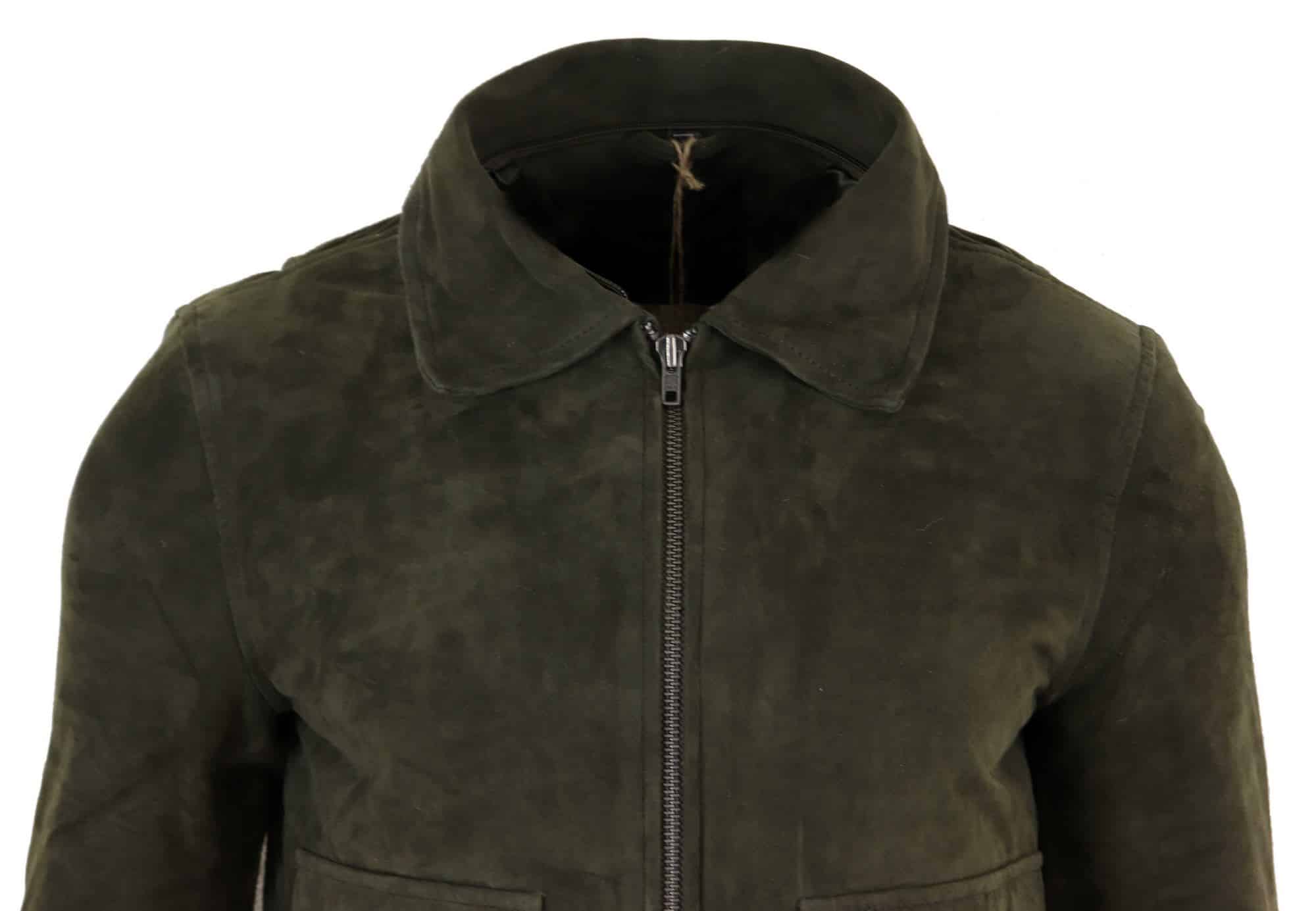 Ανδρικό μπουφάν Varsity Bomber από γνήσιο σουέτ με αφαιρούμενο γιακά - Λαδί
