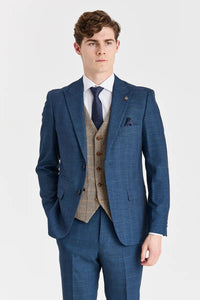 Κοστούμι Viceroy σε μπλε χρώμα με γιλέκο Harris Brown Tweed σε αντίθεση