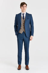 Κοστούμι Viceroy σε μπλε χρώμα με γιλέκο Harris Brown Tweed σε αντίθεση