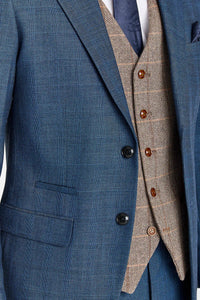 Κοστούμι Viceroy σε μπλε χρώμα με γιλέκο Harris Brown Tweed σε αντίθεση