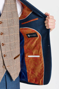 Κοστούμι Viceroy σε μπλε χρώμα με γιλέκο Harris Brown Tweed σε αντίθεση