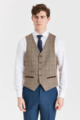Κοστούμι Viceroy σε μπλε χρώμα με γιλέκο Harris Brown Tweed σε αντίθεση