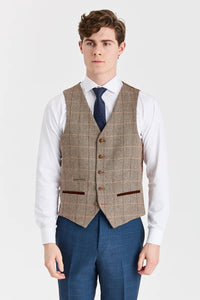 Κοστούμι Viceroy σε μπλε χρώμα με γιλέκο Harris Brown Tweed σε αντίθεση