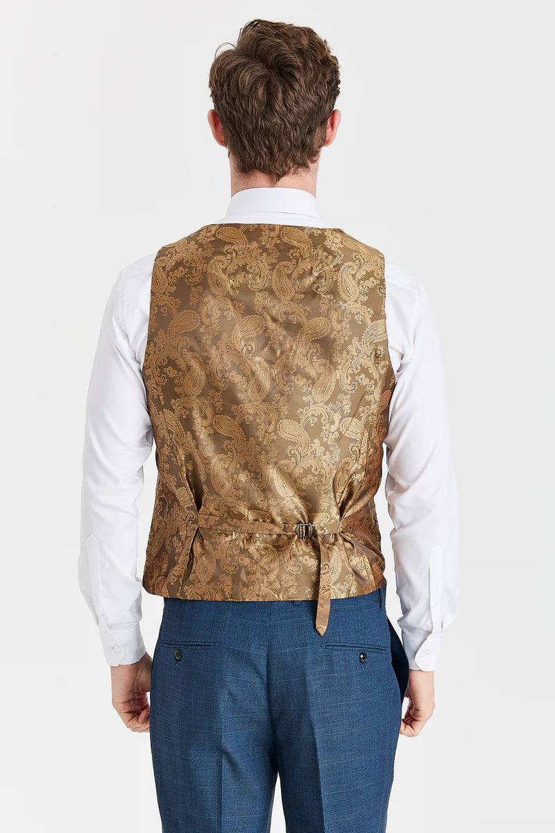 Κοστούμι Viceroy σε μπλε χρώμα με γιλέκο Harris Brown Tweed σε αντίθεση