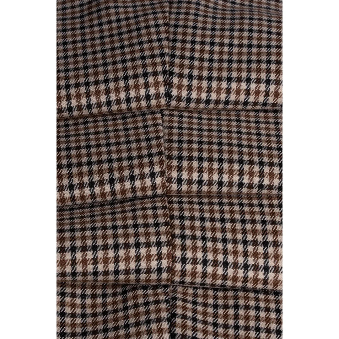 Elwood - Ανδρικό Μπεζ Καρό Γιλέκο Houndstooth
