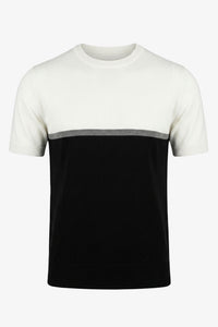Πλεκτό T-Shirt με Λευκό και Μαύρο Χρώμα για Άνδρες