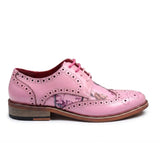 Wolf - Ανδρικά Ροζ Φλοράλ Brogues Παπούτσια Φόρμας με Φτερά